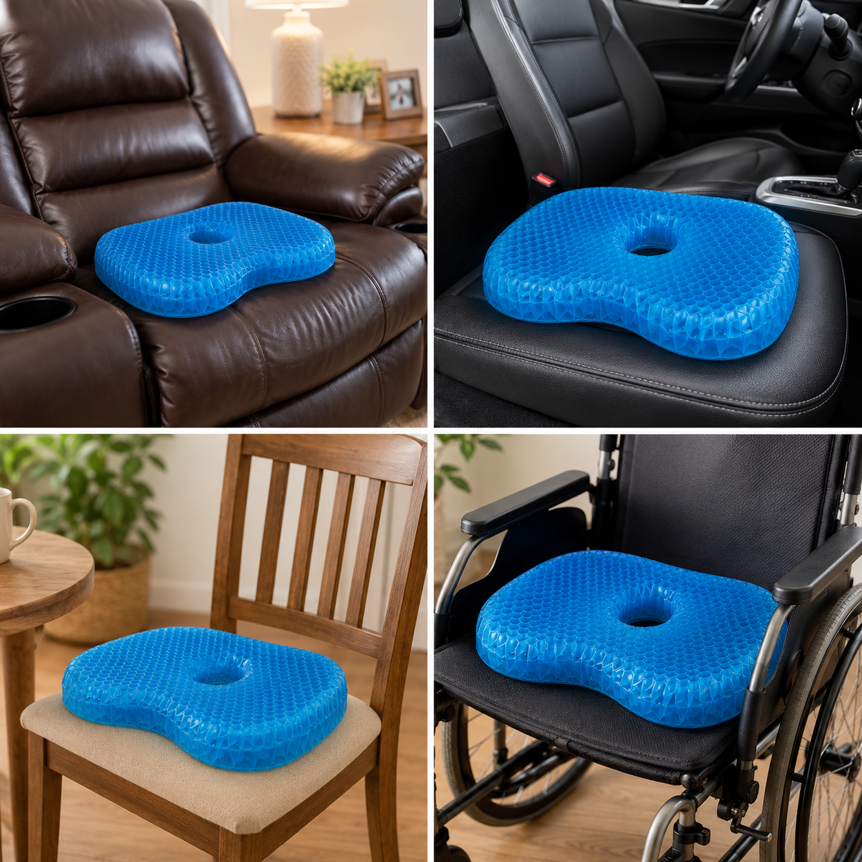 The cushion in a recliner, car seat, dining chair, and wheelchair