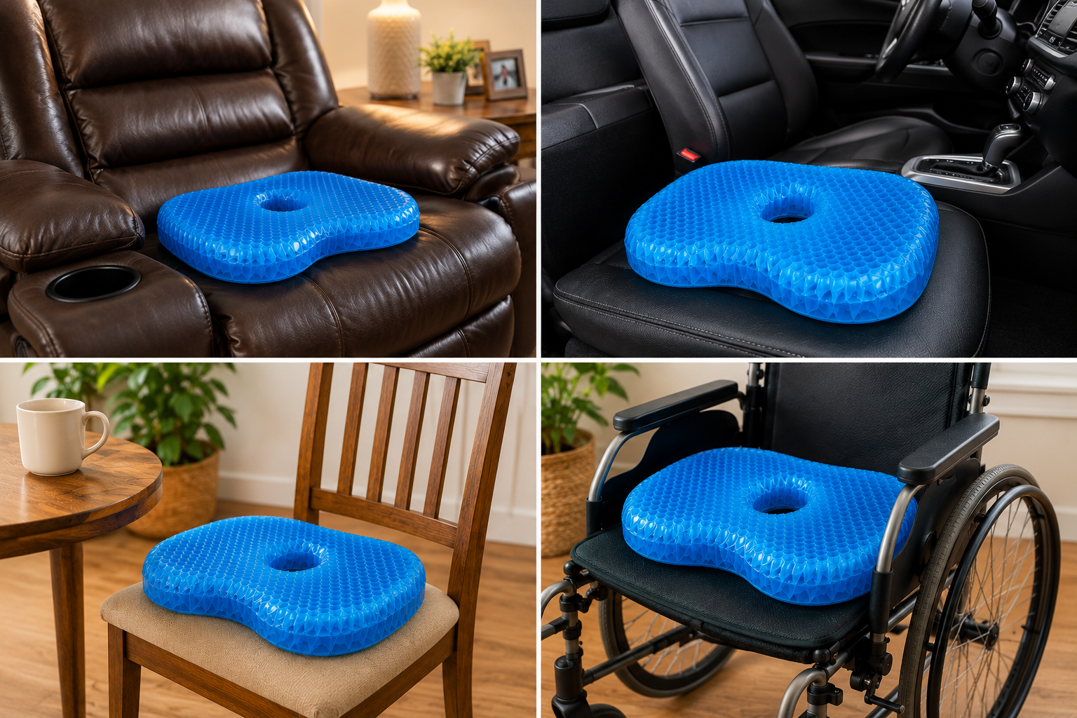 The cushion in a recliner, car seat, dining chair, and wheelchair